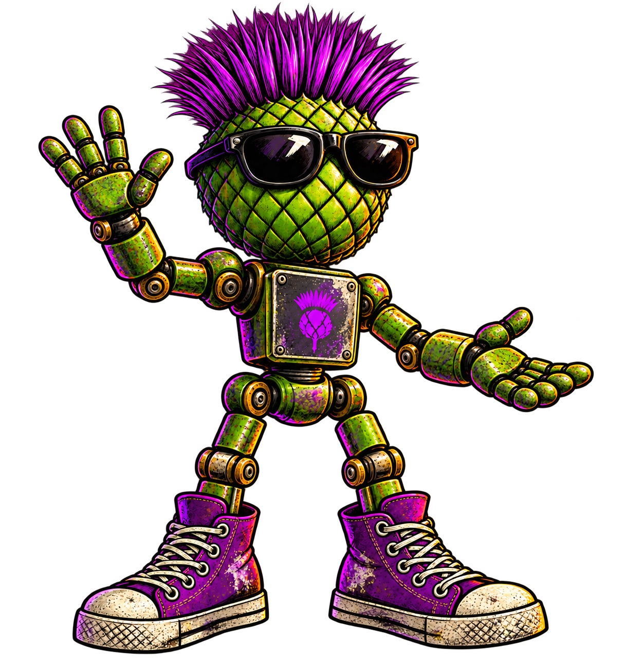 The Speaker's punk thistle mascot welcoming readers